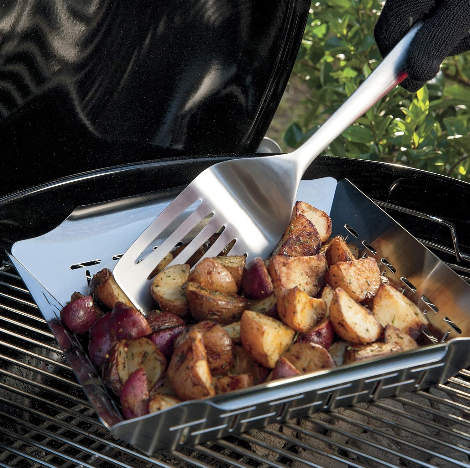 image:imageWeber Deluxe Grilling Basket Stainless Steel for Gourmet GrillingLarge Pack of 4