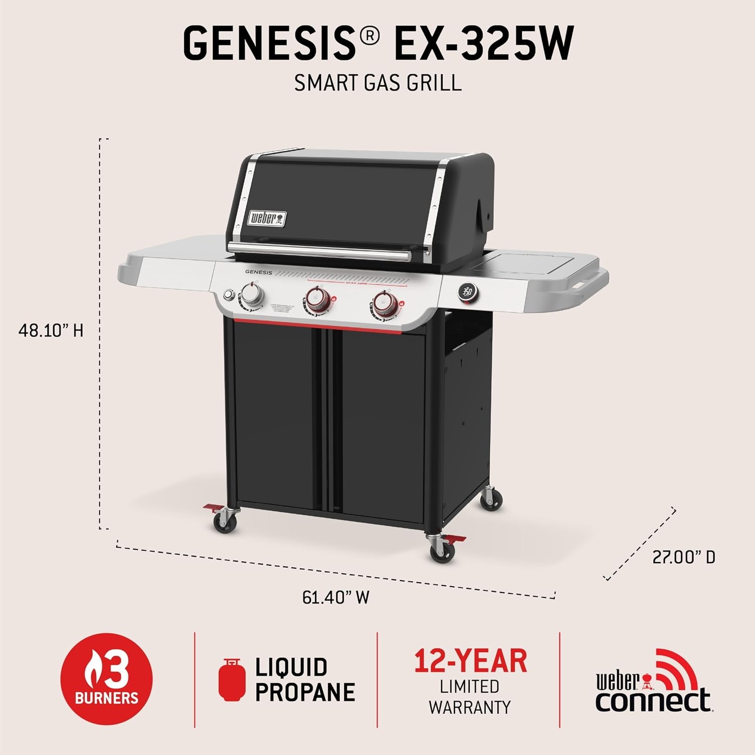 image:imageWeber Genesis EX325W Smart Gas Grill Propane Grill Weber Grill BlackBlack