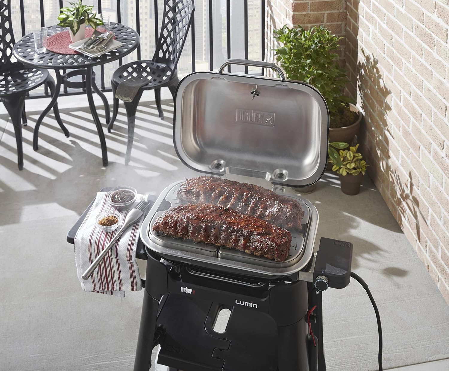 image:imageWeber Lumin Compact Versatility Expansion Kit 4Piece Steam Smoke amp Warming Accessory Set for Lumin Compact Electric Grill with Reservoir Pan amp 2 Warming DishesCompact