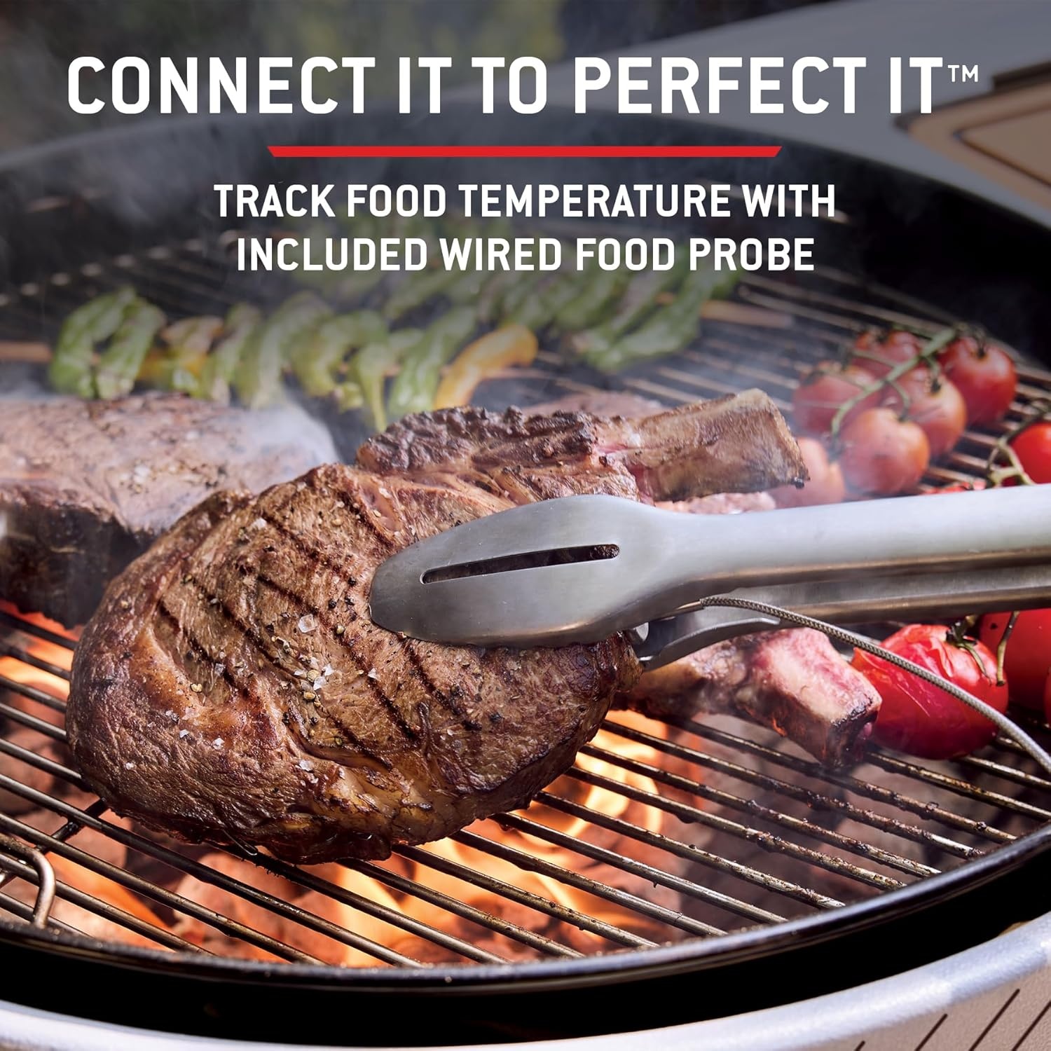 image:imageWeber Performer 22Inch Premium Smart Charcoal Grill for Outdoor Cooking Black PorcelainEnameled Finish WiFi Enabled with Prep Table Weber Works Side Table amp Side Rail KettleBlack
