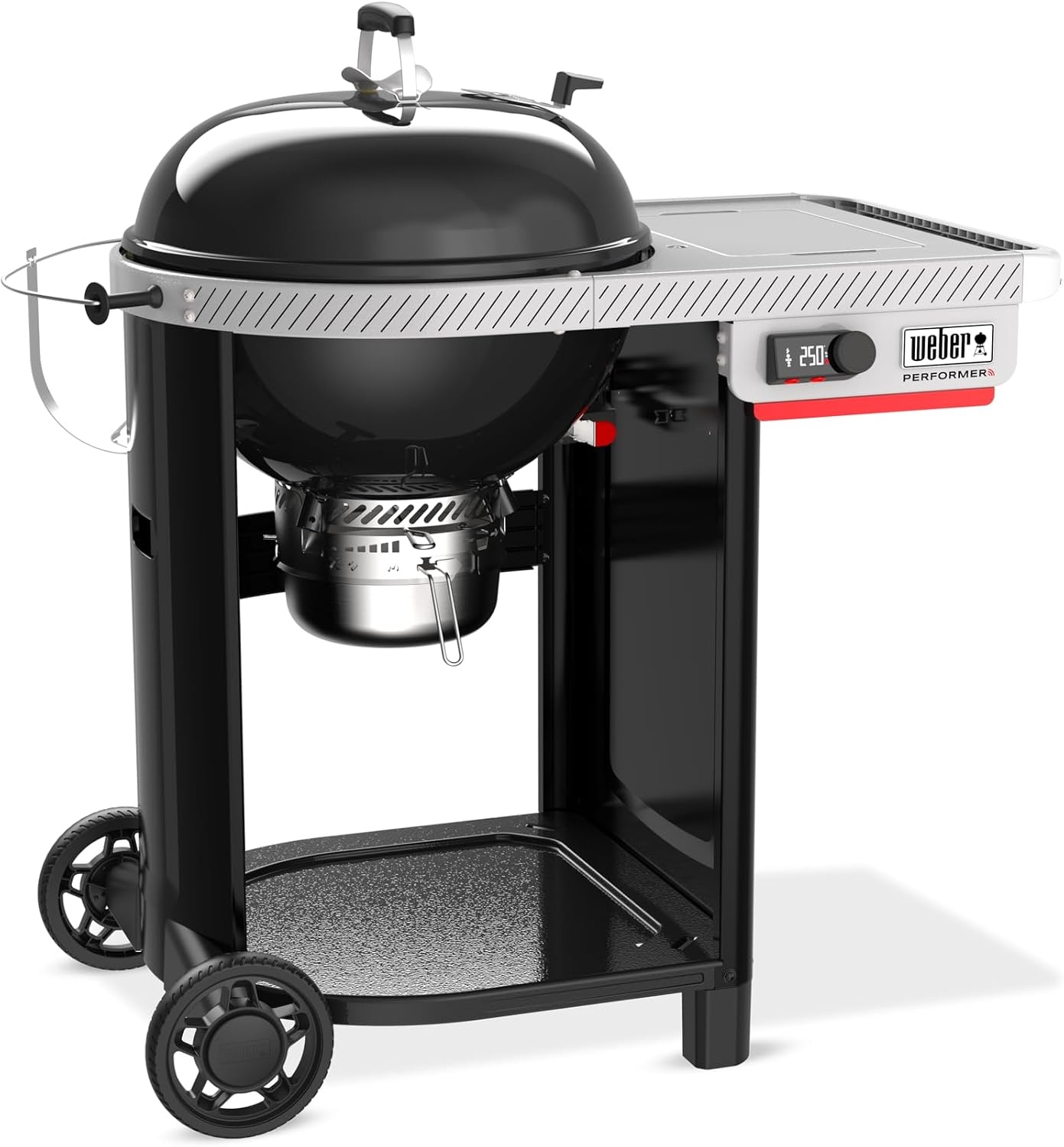 image:imageWeber Performer 22Inch Premium Smart Charcoal Grill for Outdoor Cooking Black PorcelainEnameled Finish WiFi Enabled with Prep Table Weber Works Side Table amp Side Rail KettleBlack