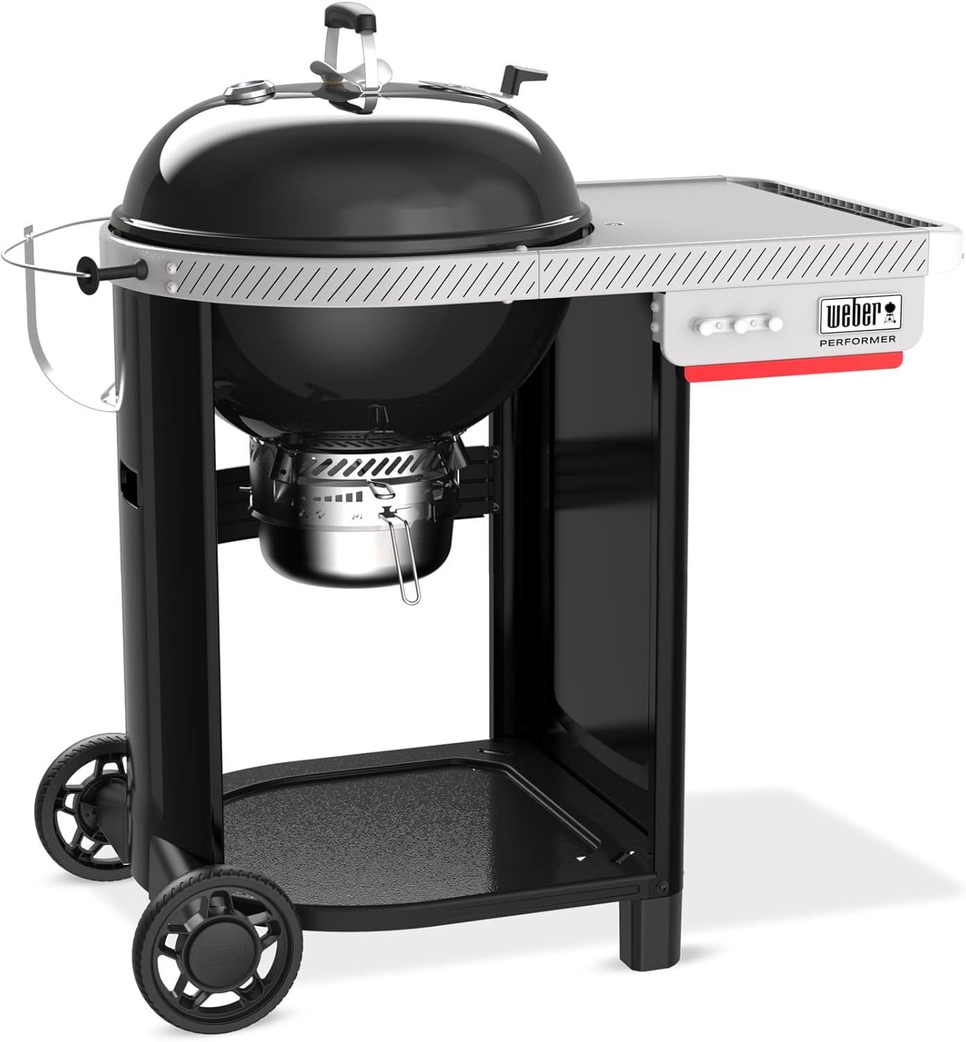 image:imageWeber Performer 22Inch Premium Smart Charcoal Grill for Outdoor Cooking Black PorcelainEnameled Finish WiFi Enabled with Prep Table Weber Works Side Table amp Side Rail KettleBlack