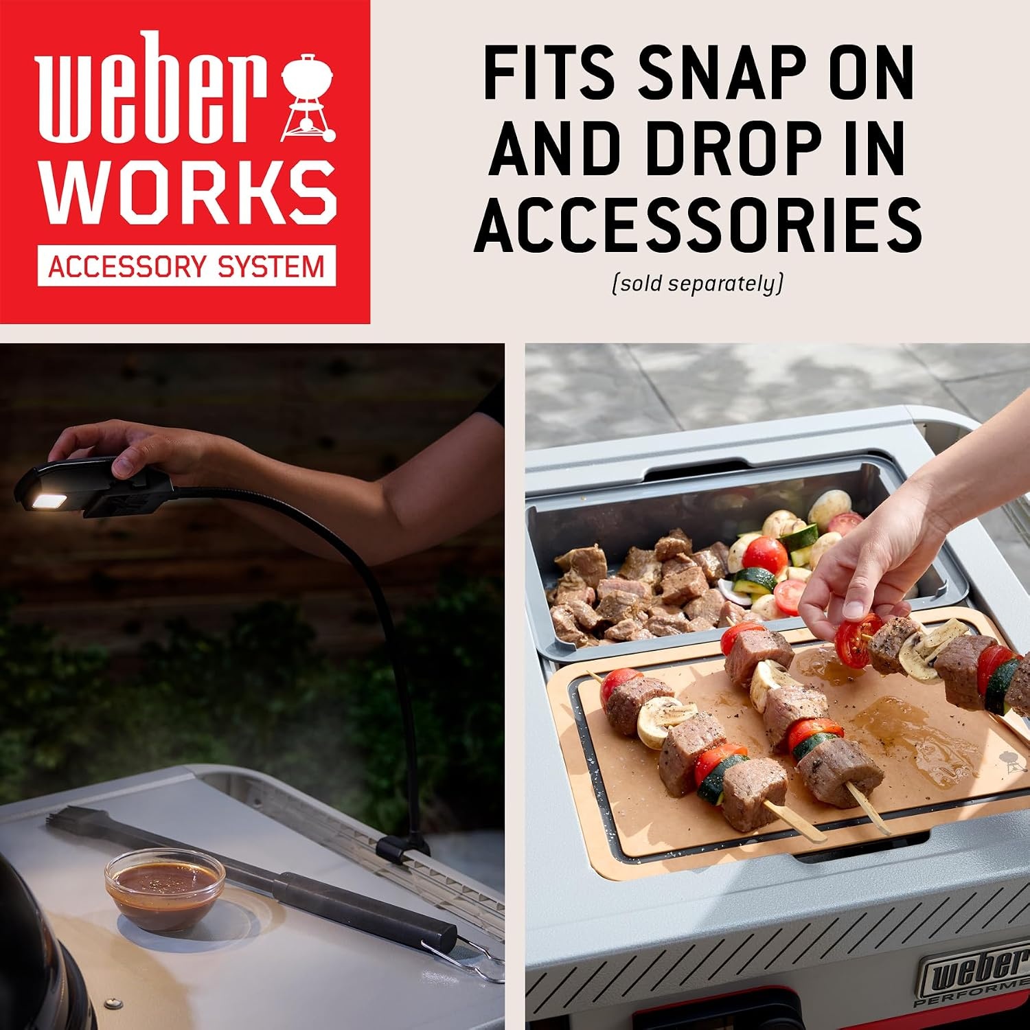 image:imageWeber Performer 22Inch Premium Smart Charcoal Grill for Outdoor Cooking Black PorcelainEnameled Finish WiFi Enabled with Prep Table Weber Works Side Table amp Side Rail KettleBlack