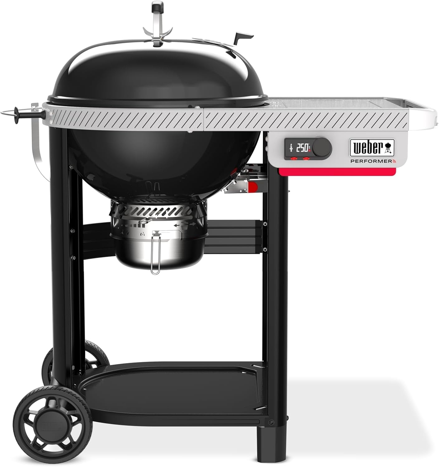 image:imageWeber Performer 22Inch Premium Smart Charcoal Grill for Outdoor Cooking Black PorcelainEnameled Finish WiFi Enabled with Prep Table Weber Works Side Table amp Side Rail KettleBlack