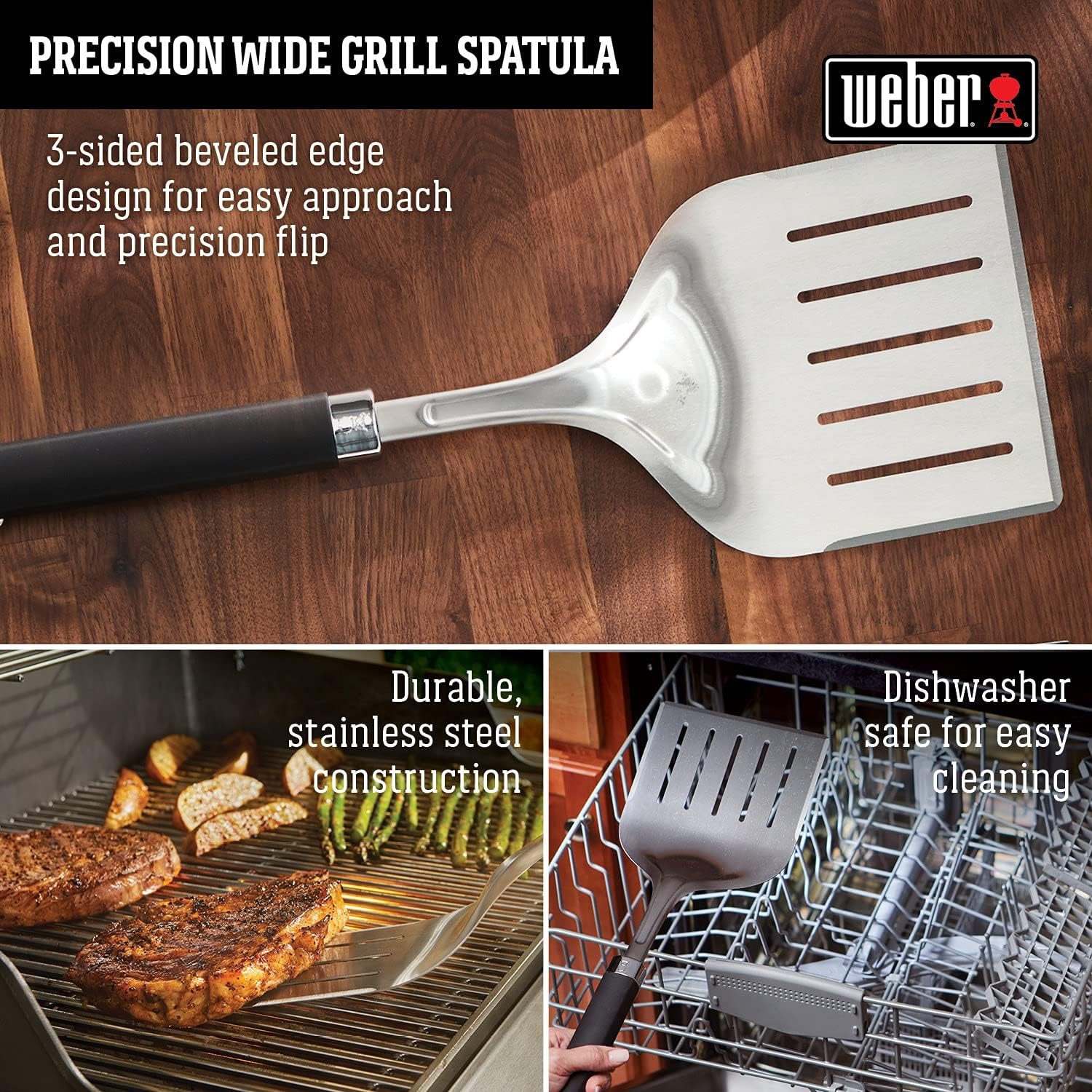 image:imageWeber Precision Wide Grill Spatula Stainless SteelLarge Pack of 4