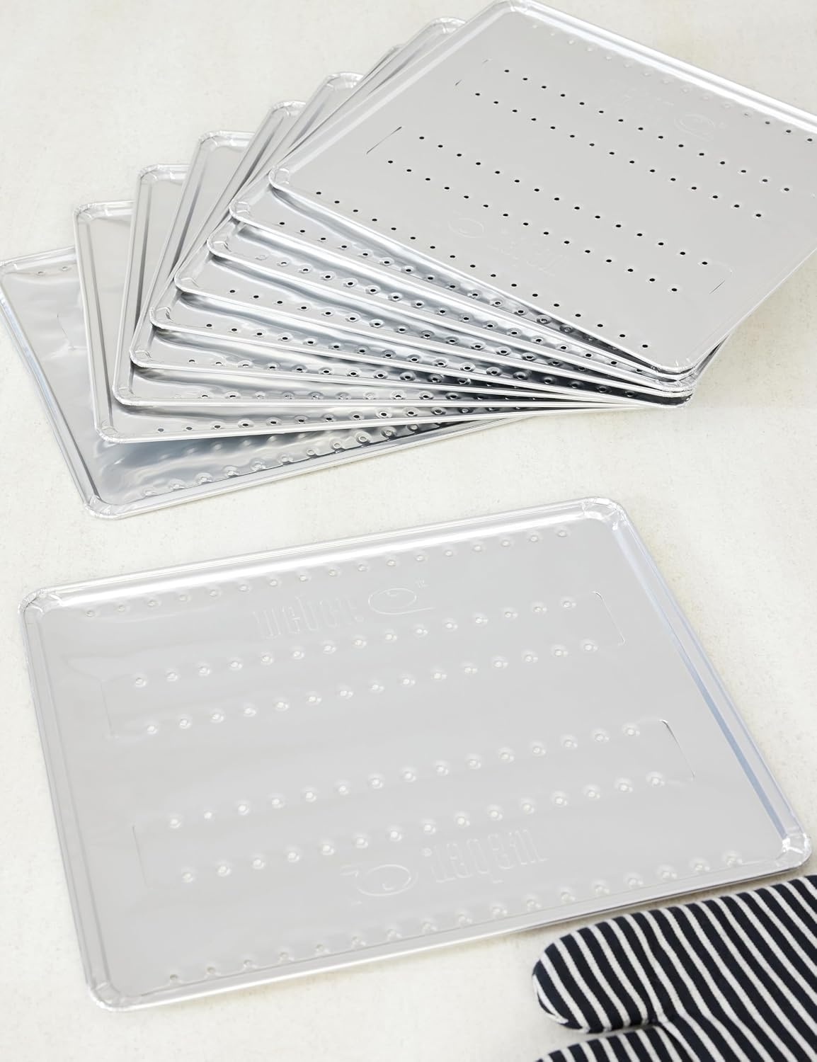 image:imageWeber Q Roasting Trays 10Pack Durable Aluminum Roasting Trays for Even Heat Circulation amp Indirect Cooking on Q 2800N Gas Grill