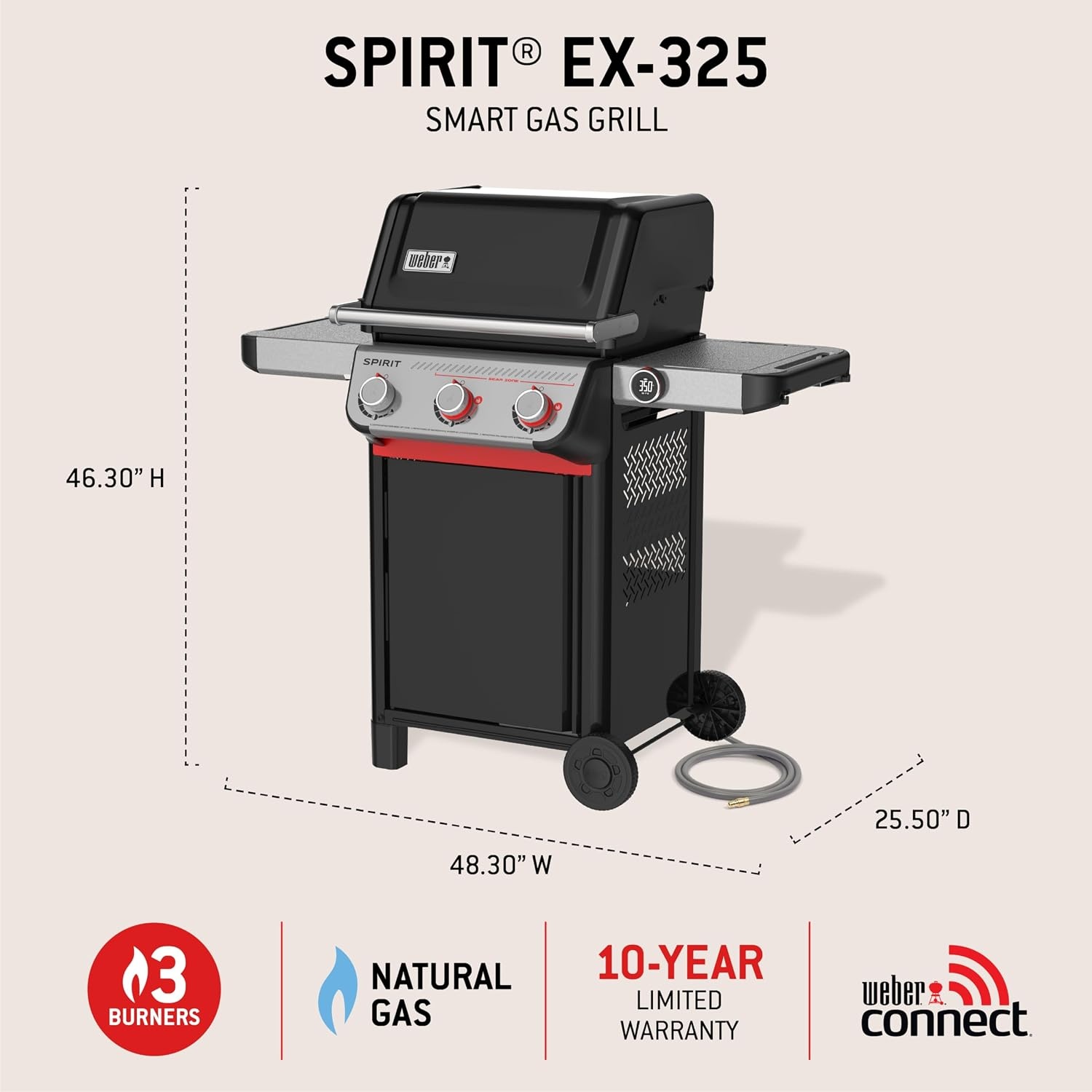 image:imageWeber Spirit EX325 Smart Gas Grill for Outdoor Cooking Natural Gas GrillBlack