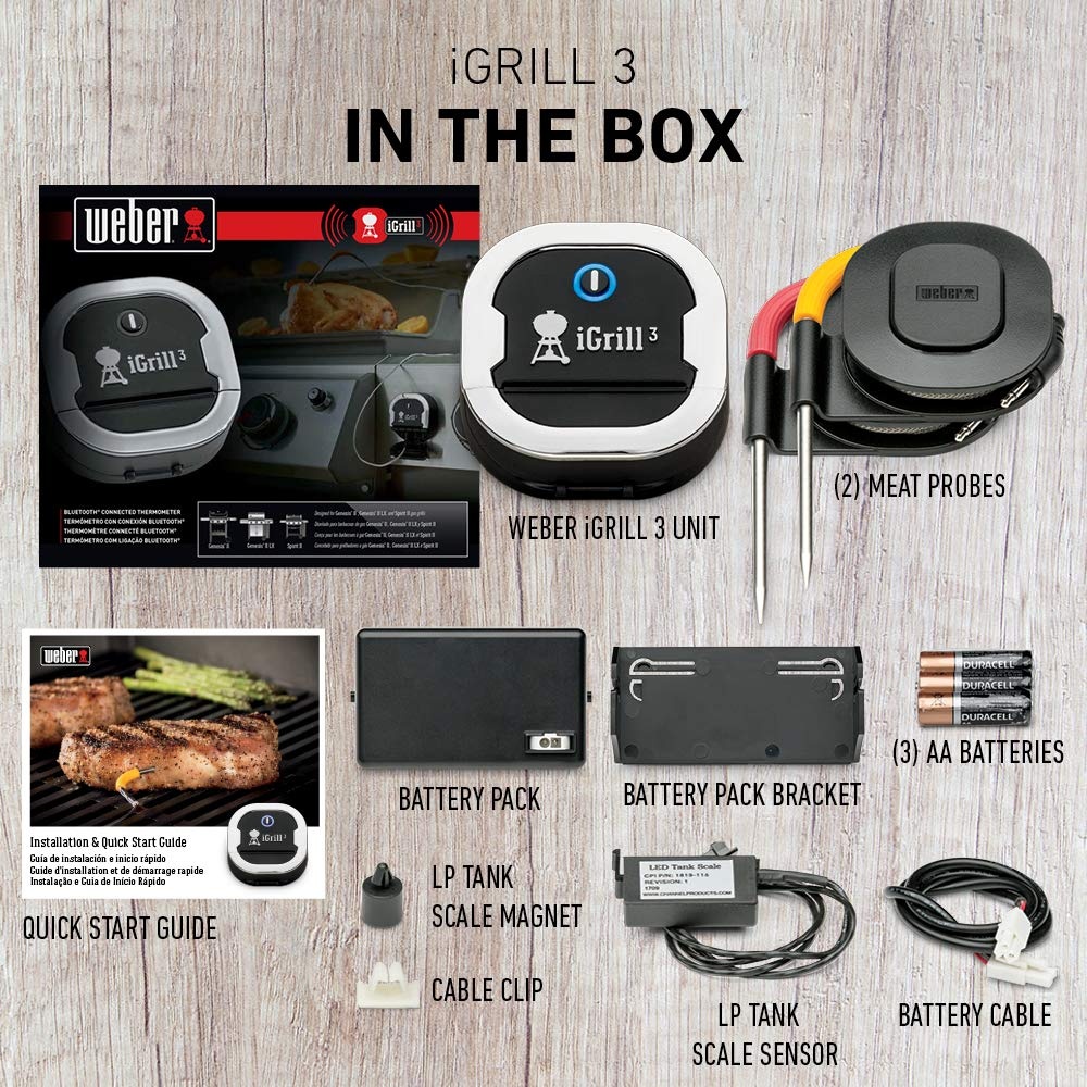 image:imageWeber iGrill 3 Grill Thermometer AppConnected Smart Meat Thermometer with 4Probe Capacity amp Bluetooth Monitoring 250Hour Battery LifeThermometer
