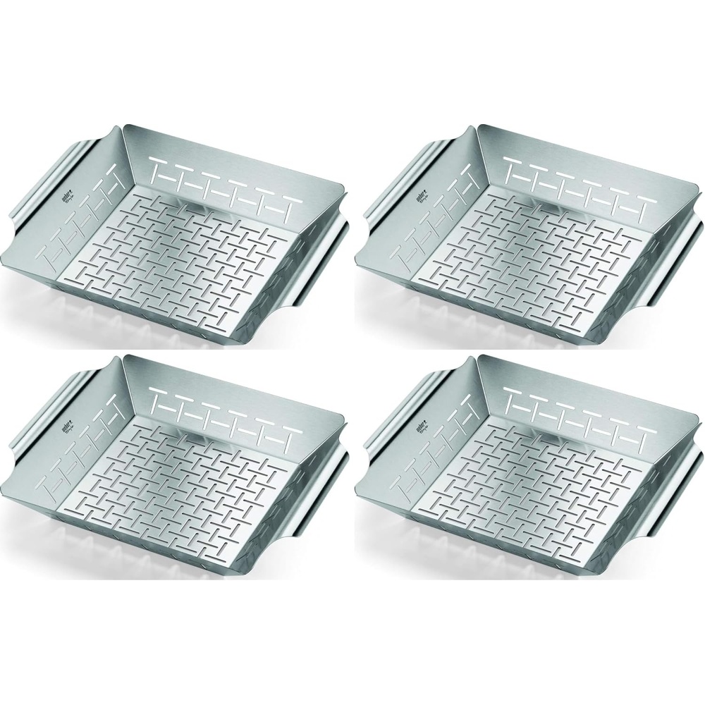 image:imageWeber Deluxe Grilling Basket Stainless Steel for Gourmet GrillingLarge Pack of 4