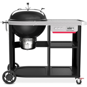 Weber Performer™ 22‑Inch Premium Smart Charcoal Grill for Outdoor Cooking – Black, Porcelain-Enameled Finish, Wi-Fi Enabled with Prep Table, Weber Works™ Side Table & Side Rail, Kettle(Black)