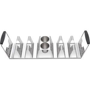 Weber® Taco Rack – Stainless‑Steel Taco Holder for 6 Tacos with Silicone Handles & Built‑In Sauce Cups