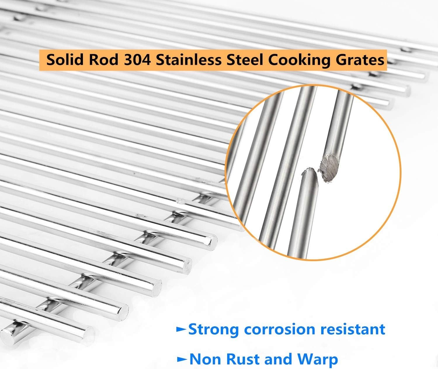 image:image7528 Cooking Grates for Weber Genesis E and S Series 300 E310 E320 S310 S320 Gas Grills 304 Stainless Steel Grid 2 Pack for Pit Boss PB700 Series Grates 195 x 129 x 06