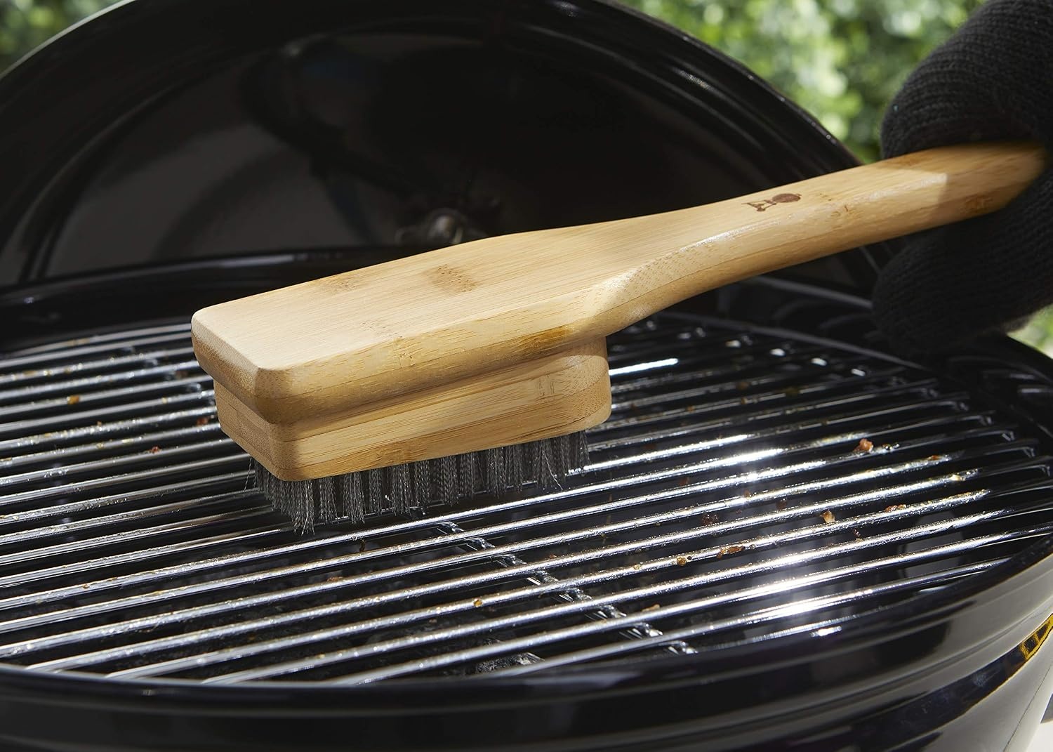 image:imageWeber 18 Bamboo Grill Brush Durable AngledHead Grill Cleaning Brush with Hanging Loop Effective Grate Cleaning