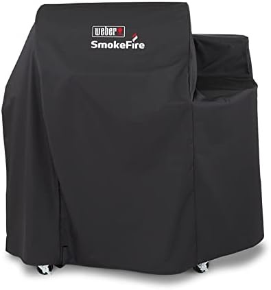 image:imageWeber 24 SmokeFire Premium Grill Cover Black WeatherResistant UVProtected Cover with Secure Straps for Wood Pellet Grills