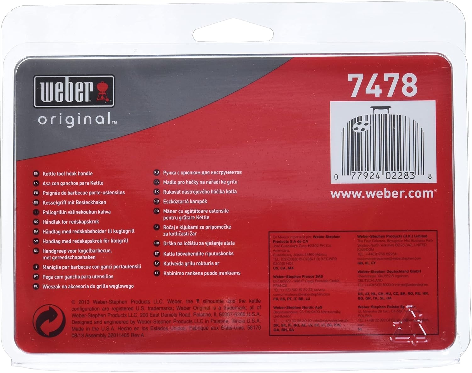 image:imageWeber Charcoal Grill Replacement Bowl Handle with Tool HooksPack of 1