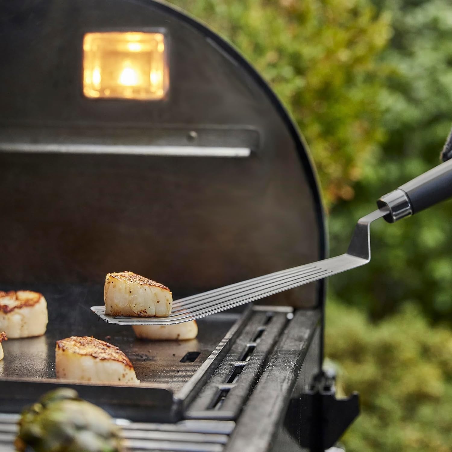 image:imageWeber Flexible Griddle Spatula StainlessSteel Slotted Spatula with Beveled Edge for Delicate Foods amp NonStick Griddle Accessory