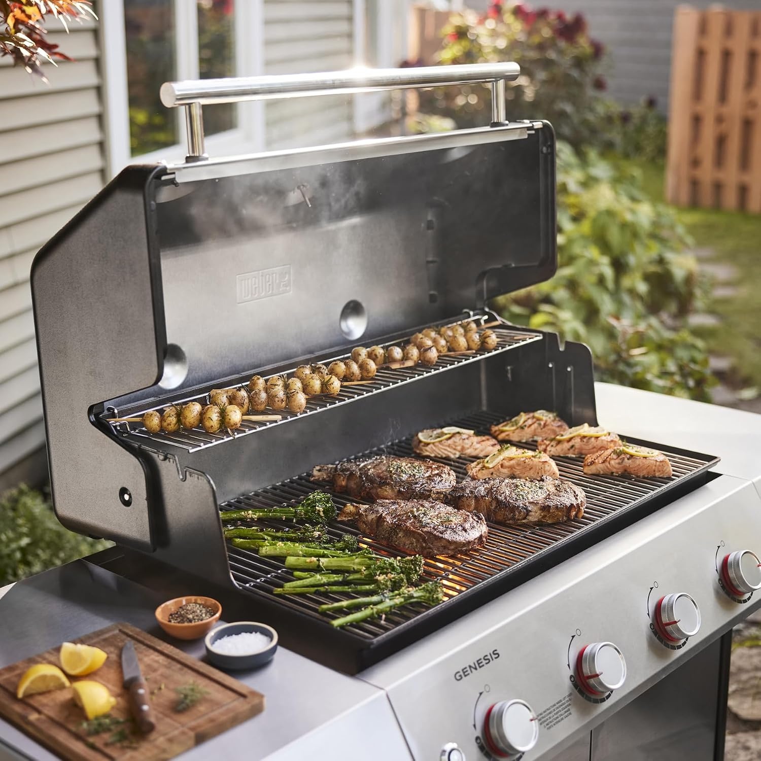 image:imageWeber Genesis E415 Gas Grill for Outdoor Cooking Natural Gas Grill BlackStainless Steel
