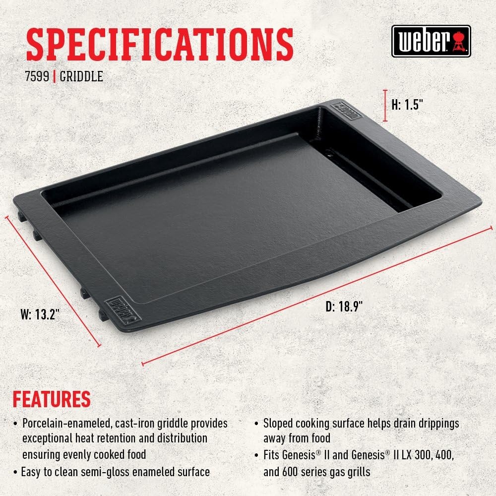 image:imageWeber Genesis II Griddle Insert PorcelainEnameled Cast IronGriddle