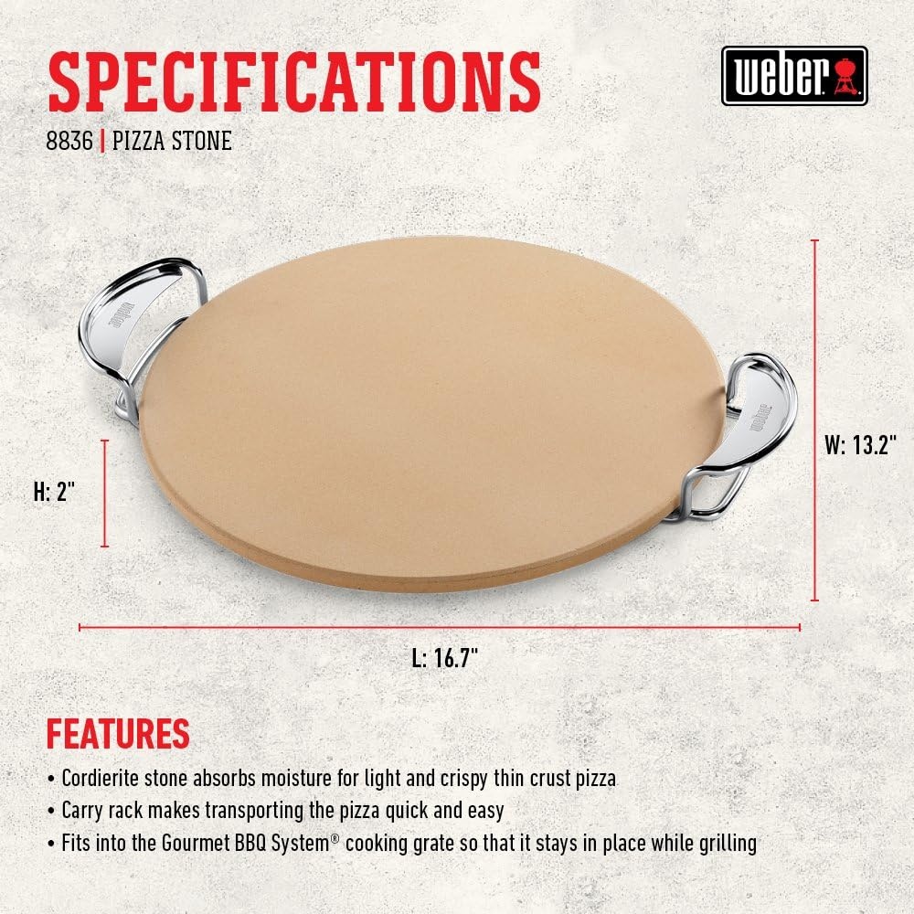 image:imageWeber Gourmet BBQ System Pizza Stone with Carry Rack 167