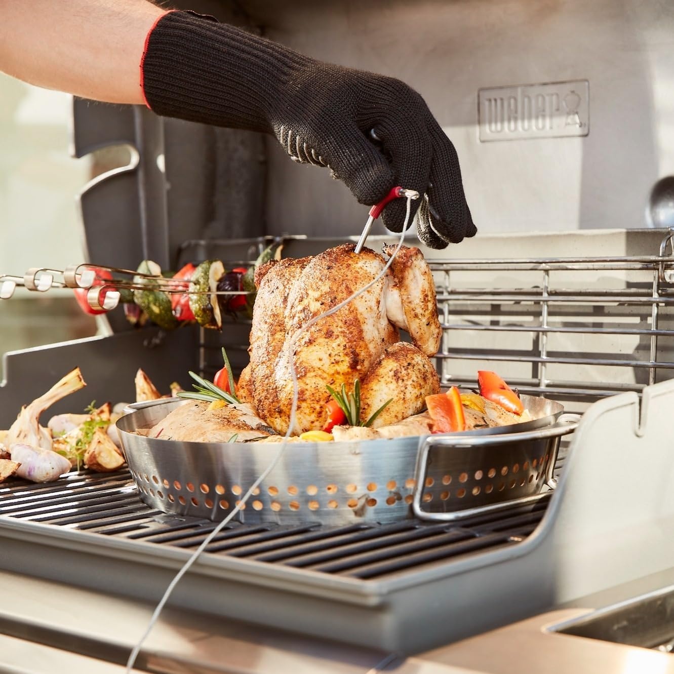image:imageWeber Gourmet BBQ System Poultry Roaster Insert 2in1 Vegetable amp Poultry Roaster Removable Can Holder Fits GBS Grates Grill Accessories