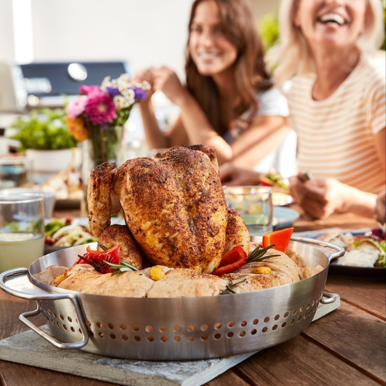 image:imageWeber Gourmet BBQ System Poultry Roaster Insert 2in1 Vegetable amp Poultry Roaster Removable Can Holder Fits GBS Grates Grill Accessories
