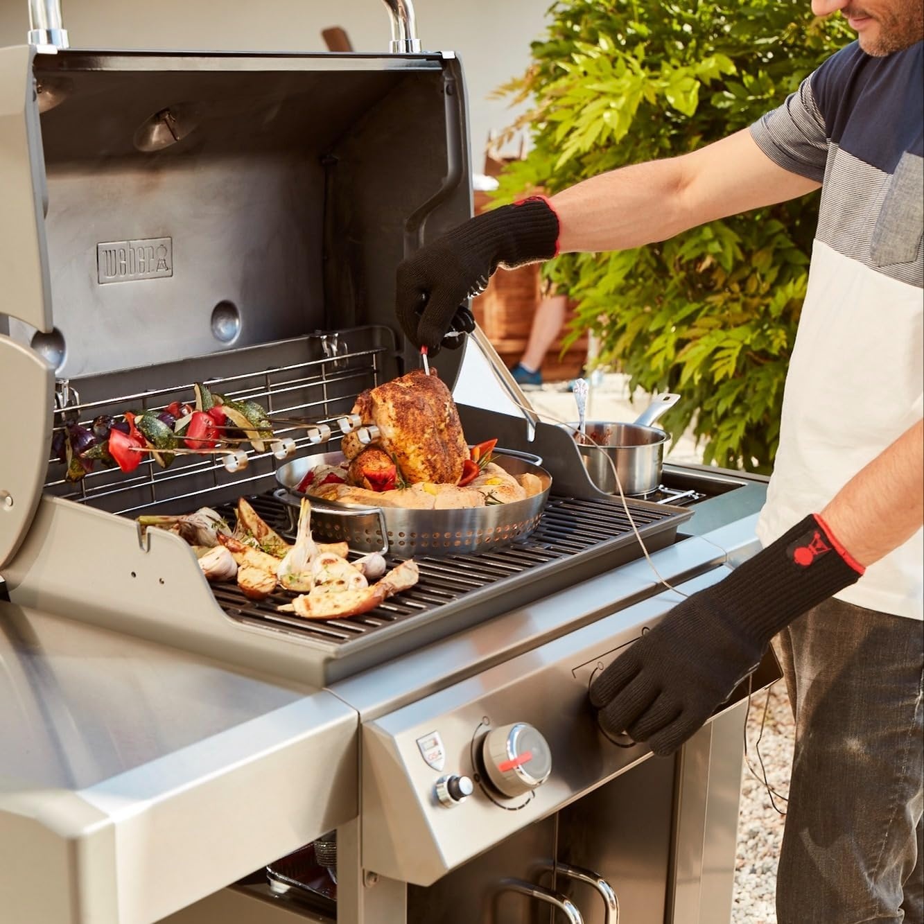 image:imageWeber Gourmet BBQ System Poultry Roaster Insert 2in1 Vegetable amp Poultry Roaster Removable Can Holder Fits GBS Grates Grill Accessories