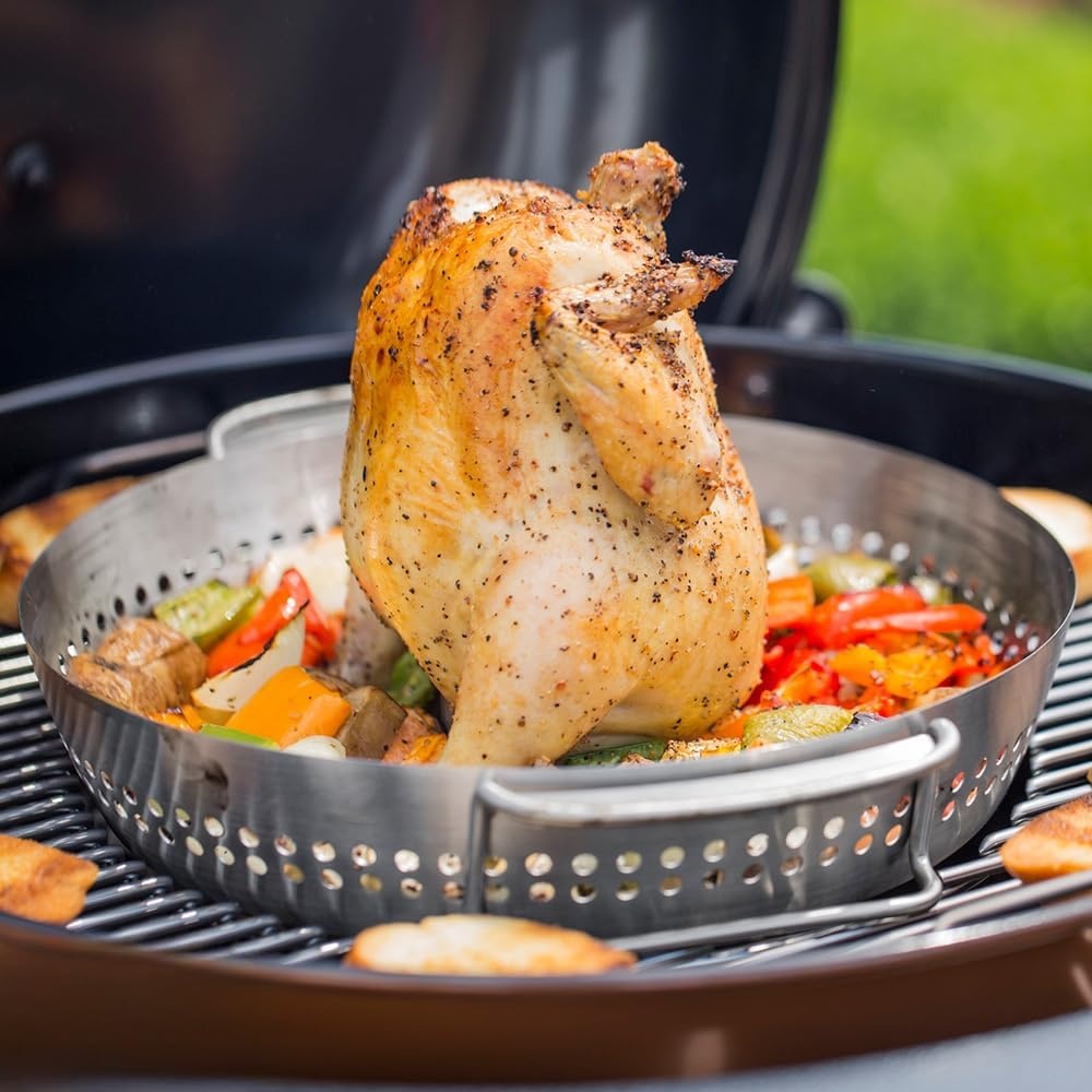 image:imageWeber Gourmet BBQ System Poultry Roaster Insert 2in1 Vegetable amp Poultry Roaster Removable Can Holder Fits GBS Grates Grill Accessories