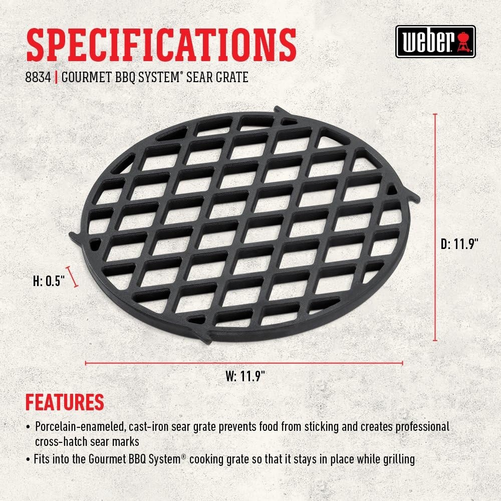 image:imageWeber Gourmet BBQ System Sear Grate Charcoal Grill Accessories Black
