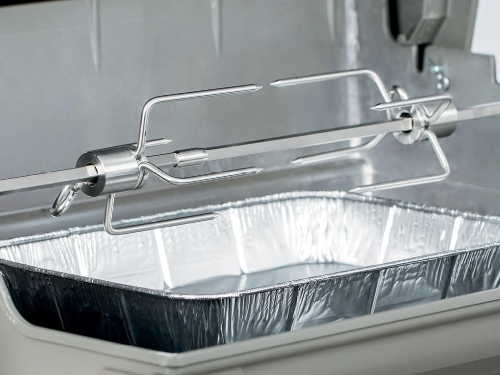 image:imageWeber Grill Rotisserie Kit for Spirit 200300500700 Genesis SilverGoldPlat10005500 Great for Slow Roasting Chicken Lamb Ribs or Turkey on your Weber Grill Includes Spit Forks and MotorFits Spirit and Spirit II