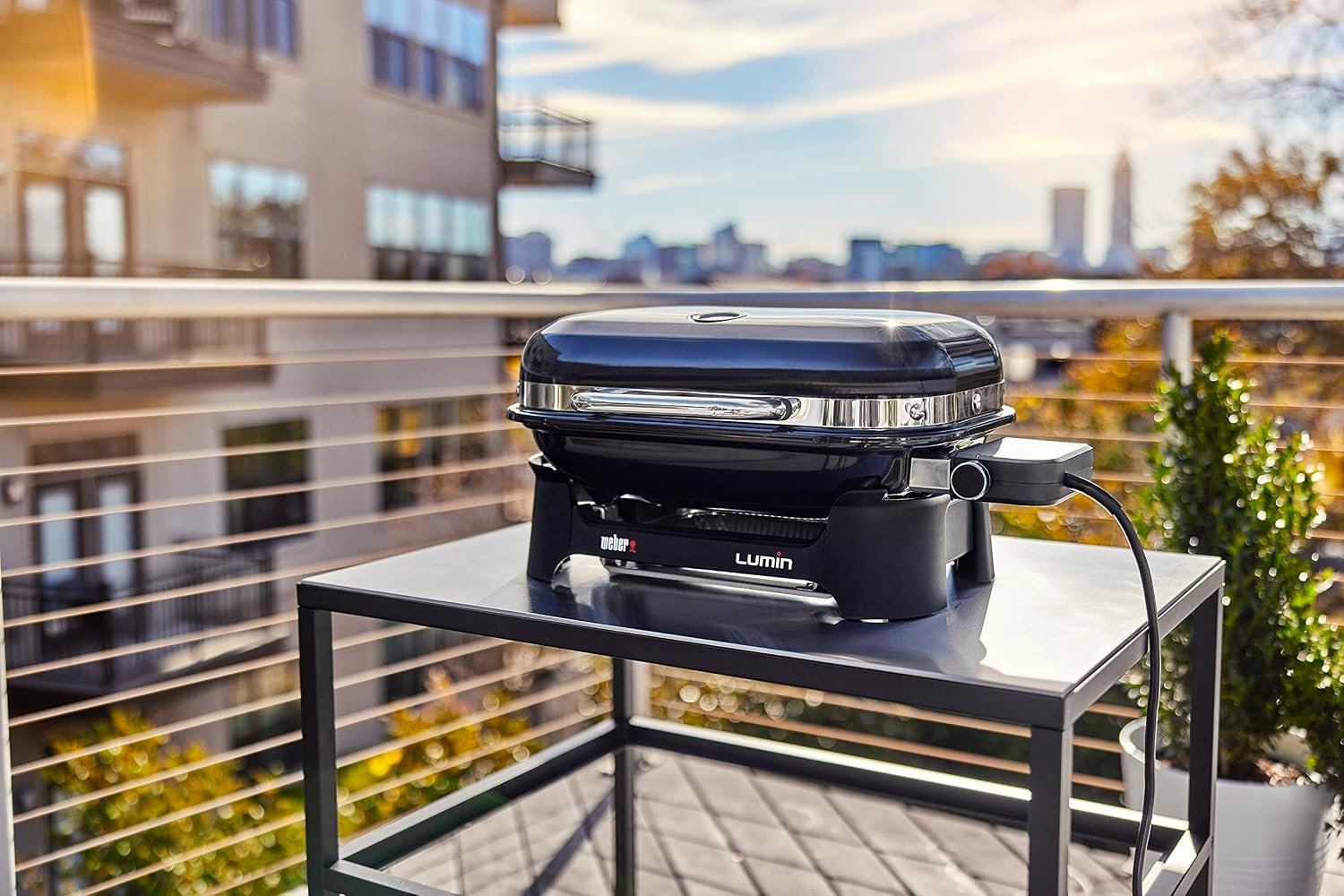 image:imageWeber Lumin Compact Outdoor Electric Barbecue Grill Light Blue Great Small Spaces such as Patios Balconies and Decks Portable and ConvenientBlack