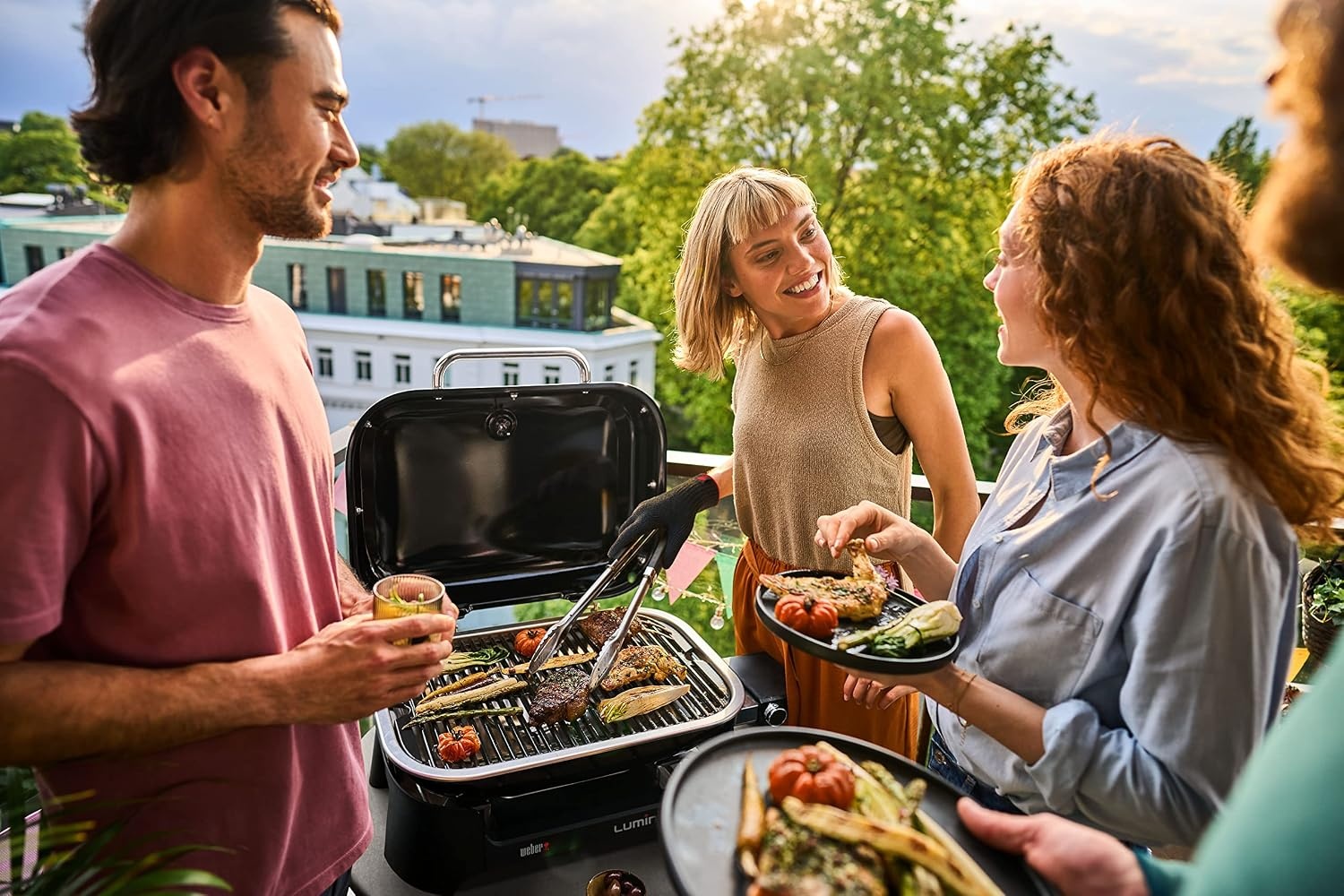 image:imageWeber Lumin Compact Outdoor Electric Barbecue Grill Light Blue Great Small Spaces such as Patios Balconies and Decks Portable and ConvenientBlack