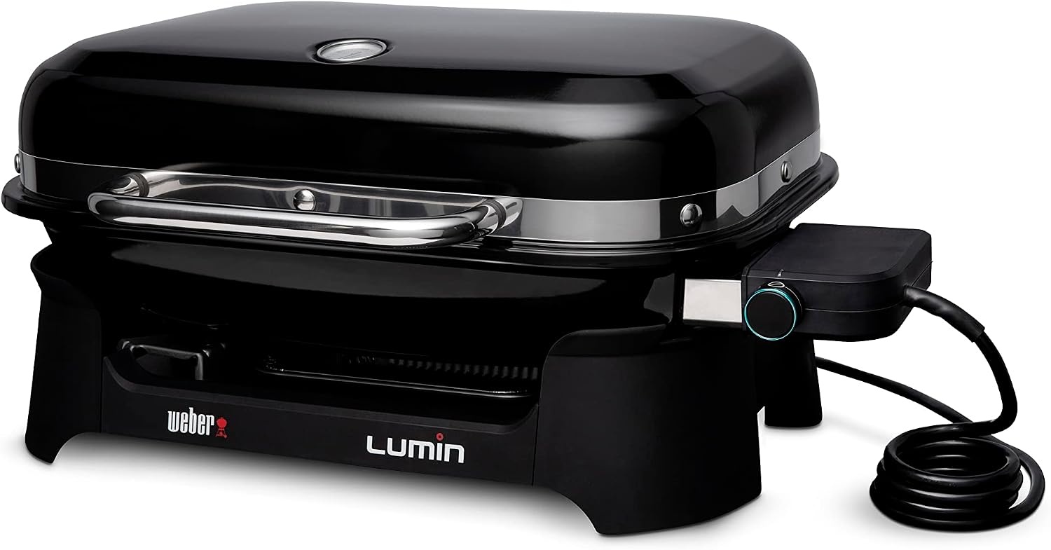 image:imageWeber Lumin Compact Outdoor Electric Barbecue Grill Light Blue Great Small Spaces such as Patios Balconies and Decks Portable and ConvenientBlack