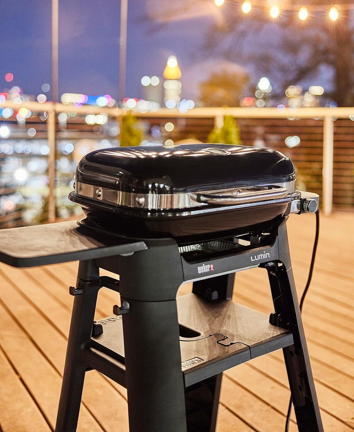 image:imageWeber Lumin Compact Outdoor Electric Barbecue Grill Light Blue Great Small Spaces such as Patios Balconies and Decks Portable and ConvenientBlack