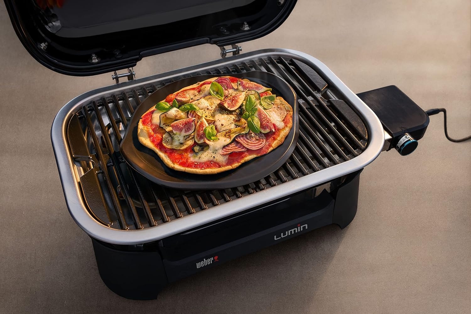 image:imageWeber Lumin Compact Outdoor Electric Barbecue Grill Light Blue Great Small Spaces such as Patios Balconies and Decks Portable and ConvenientLight Blue