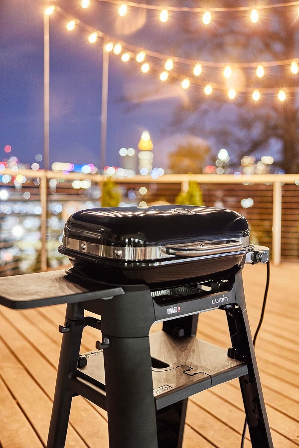 image:imageWeber Lumin Compact Outdoor Electric Barbecue Grill Light Blue Great Small Spaces such as Patios Balconies and Decks Portable and ConvenientLight Blue