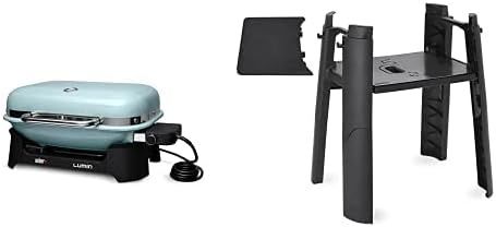 image:imageWeber Lumin Compact Outdoor Electric Barbecue Grill Light Blue Great Small Spaces such as Patios Balconies and Decks Portable and ConvenientLight Blue