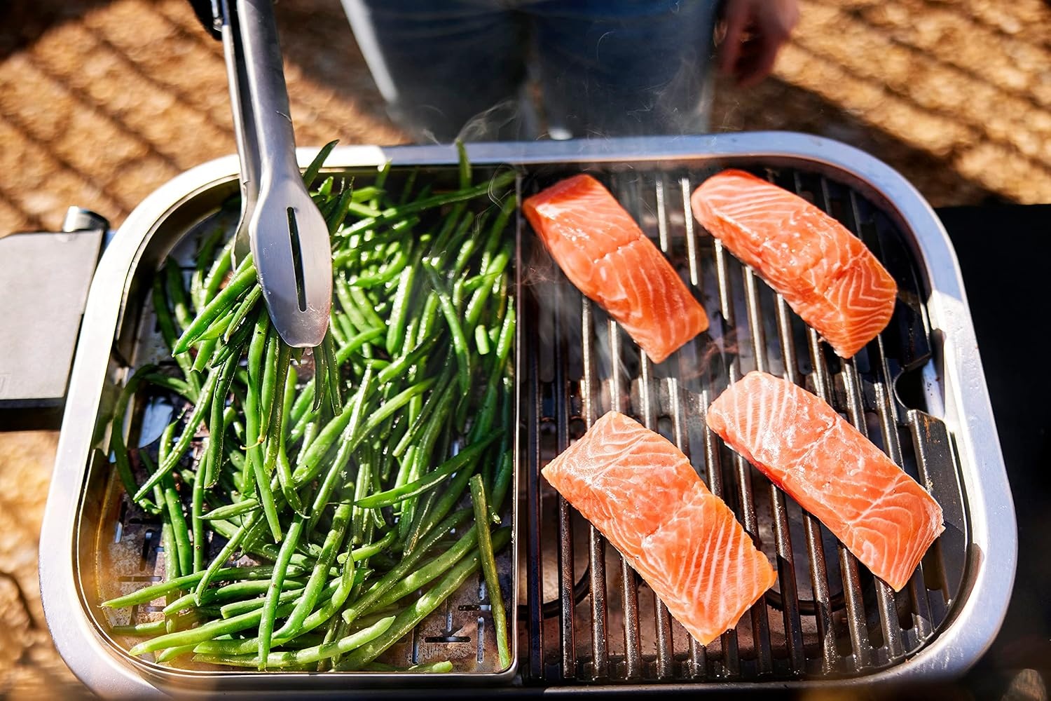 image:imageWeber Lumin Compact Outdoor Electric Barbecue Grill Light Blue Great Small Spaces such as Patios Balconies and Decks Portable and ConvenientLight Green