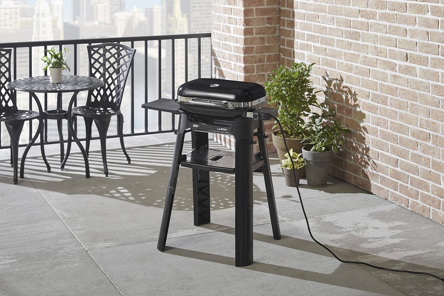 image:imageWeber Lumin Compact Outdoor Electric Barbecue Grill Light Blue Great Small Spaces such as Patios Balconies and Decks Portable and ConvenientLight Green