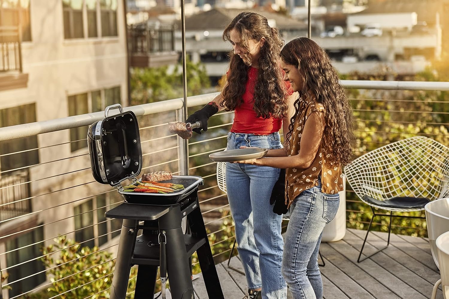 image:imageWeber Lumin Compact Outdoor Electric Barbecue Grill Light Blue Great Small Spaces such as Patios Balconies and Decks Portable and ConvenientYellow