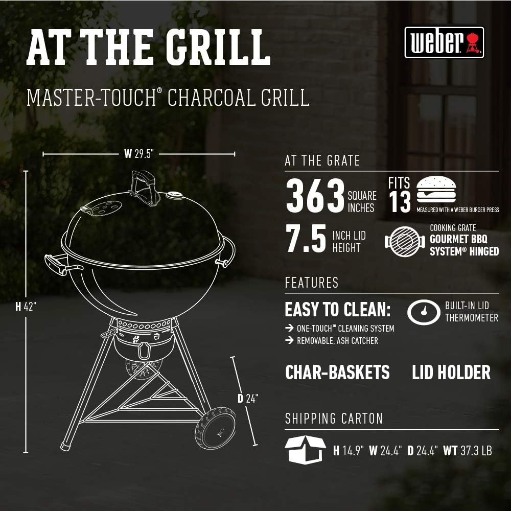 image:imageWeber MasterTouch Charcoal Grill 22Inch BlackDeep Ocean Blue