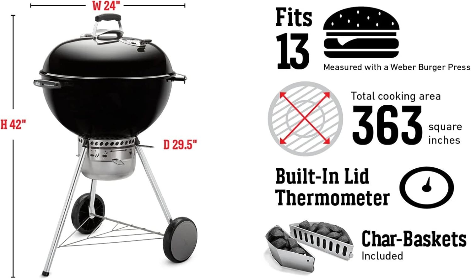 image:imageWeber MasterTouch Charcoal Grill 22Inch BlackSlate Blue