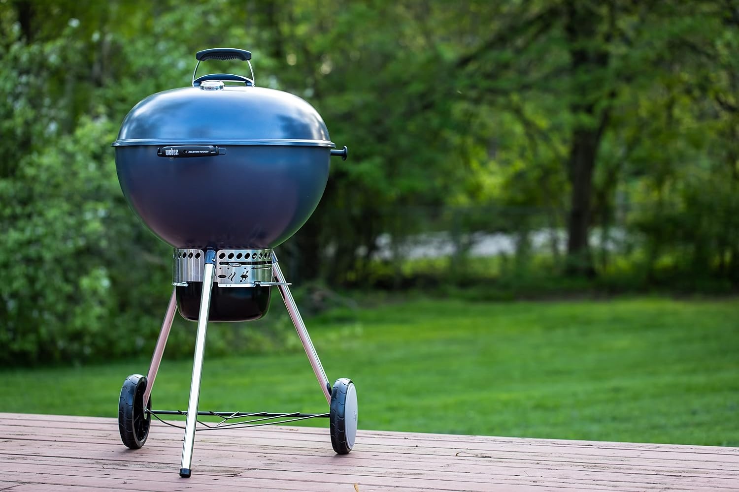 image:imageWeber MasterTouch Charcoal Grill 22Inch BlackSlate Blue