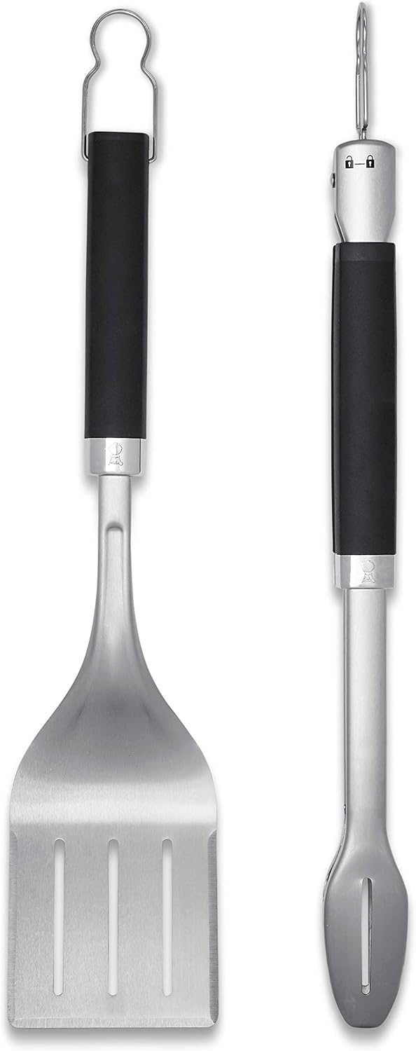 image:imageWeber Precision Tongs amp Spatula Grilling Tool Set Stainless SteelGrill Tongs and Spatula Set