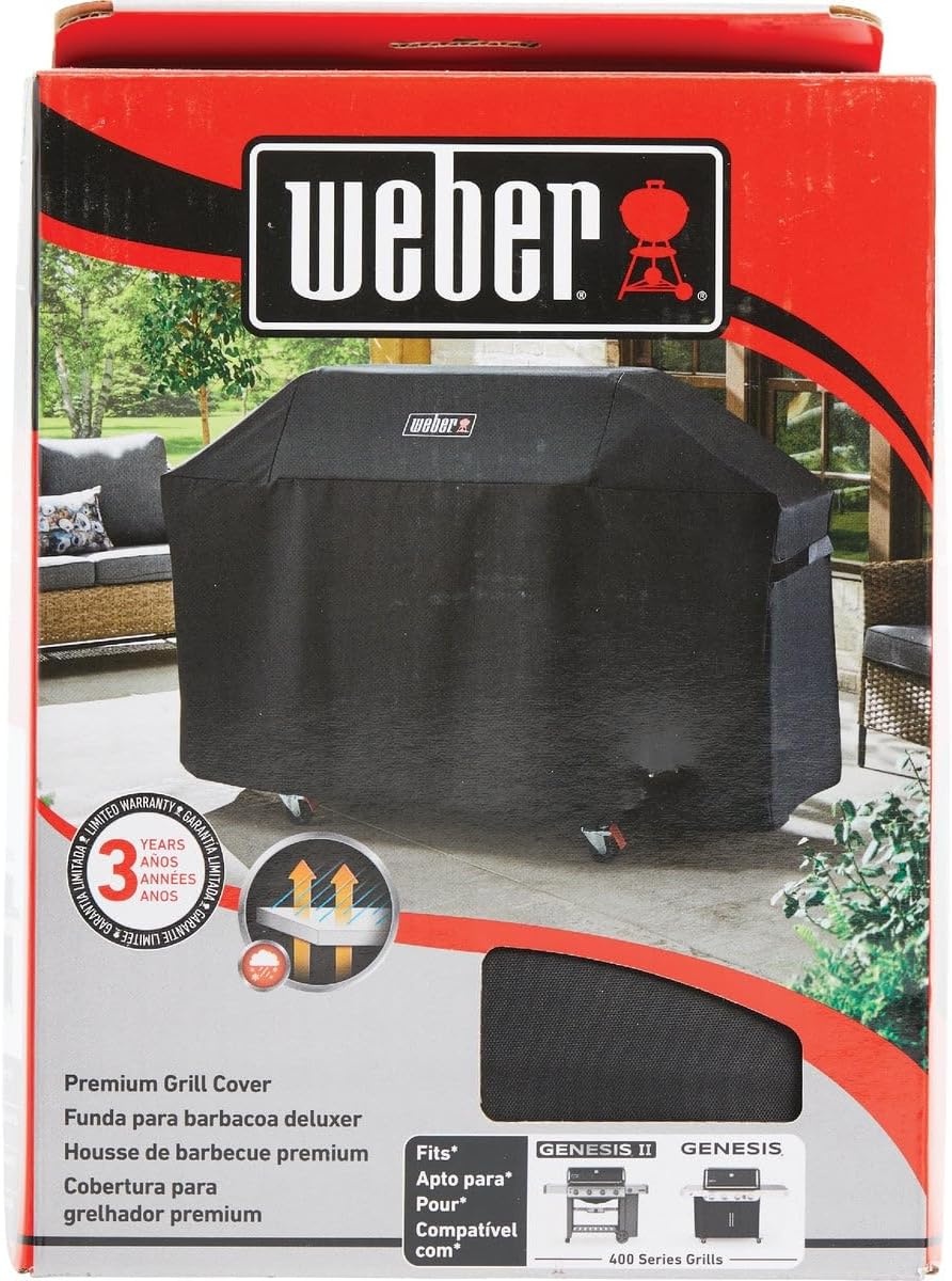 image:imageWeber Premium Outdoor Grill Cover for Select Genesis Gas Grills Black400 Series 4 Burner