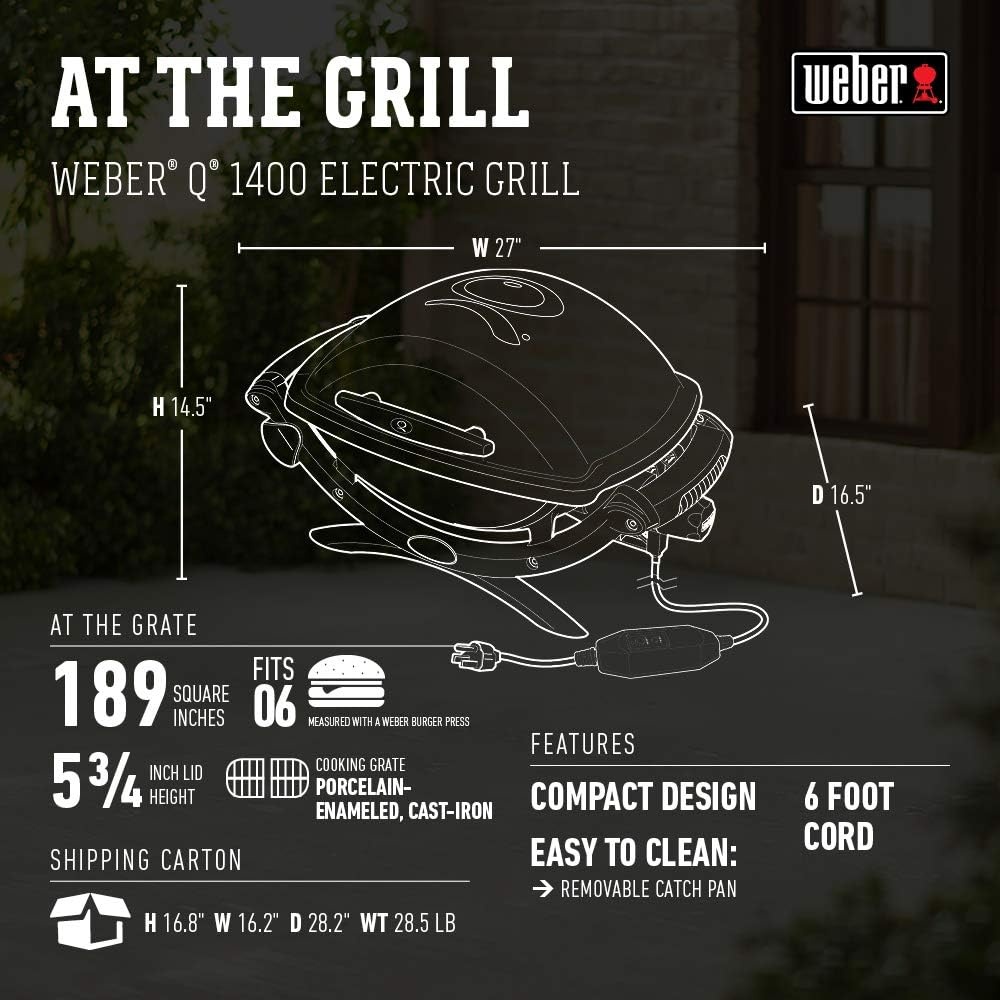 image:imageWeber Q 1400 Portable Grill Electric Grill Gray