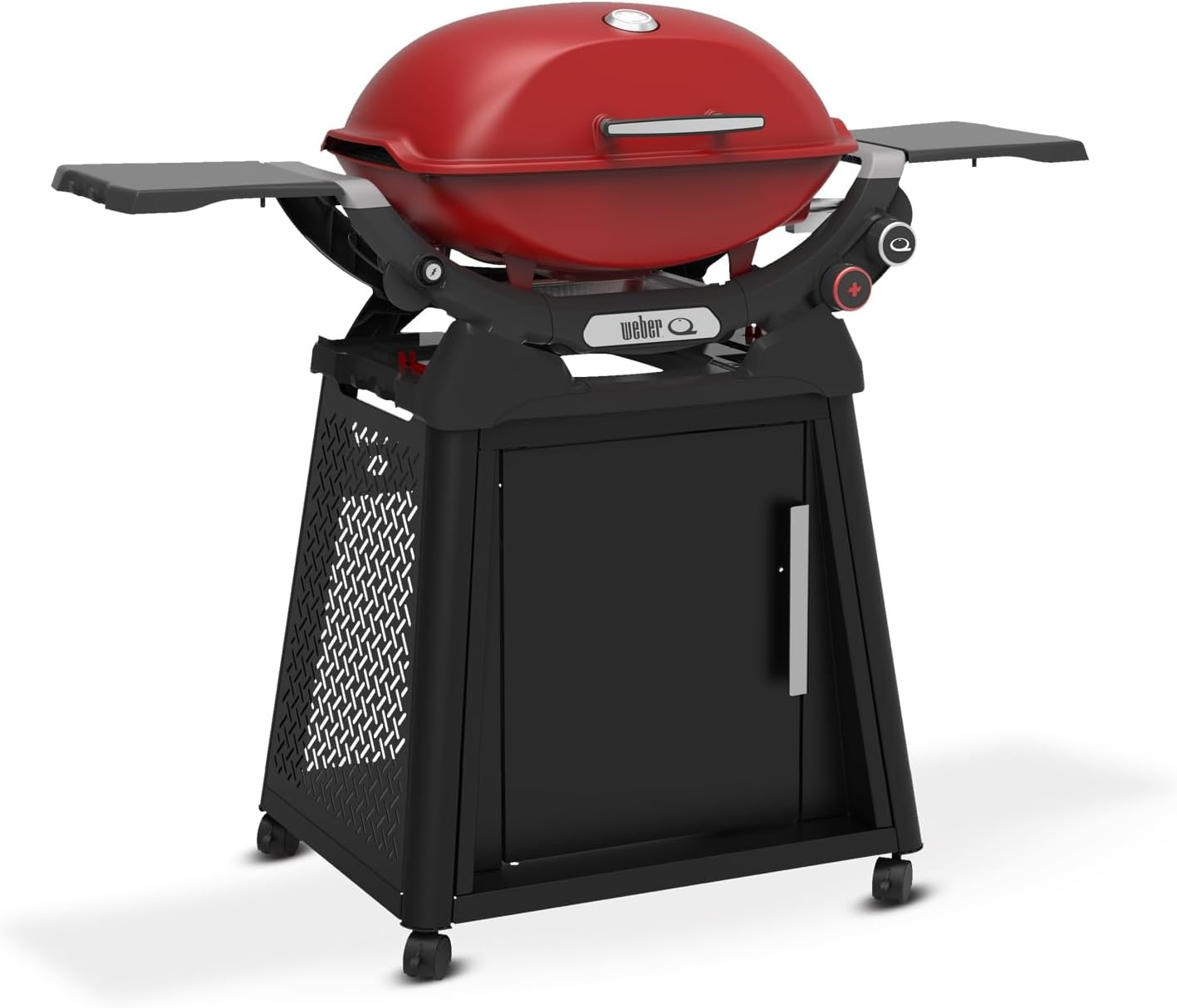 image:imageWeber Q 2800N Liquid Propane Grill with Stand Flame Red Wide 250700F Temp Range with Plus Burner for Searing LowTemp Roasting amp HighDome LidFlame Red
