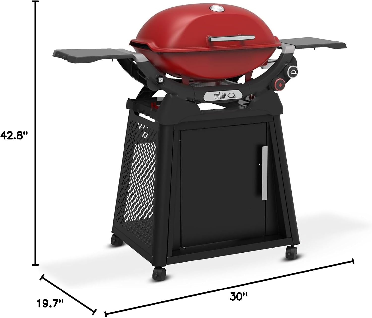 image:imageWeber Q 2800N Liquid Propane Grill with Stand Flame Red Wide 250700F Temp Range with Plus Burner for Searing LowTemp Roasting amp HighDome LidFlame Red
