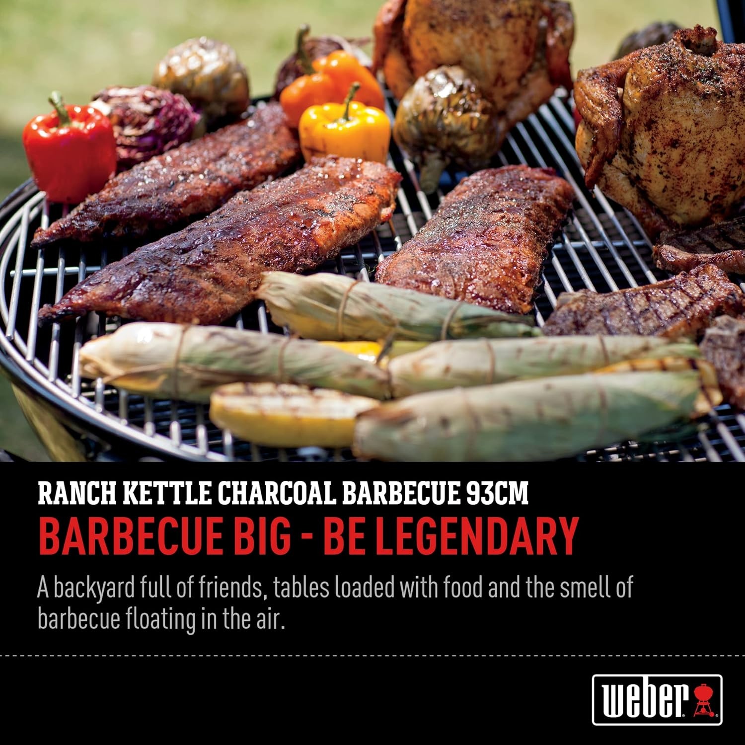 image:imageWeber Ranch Kettle Charcoal Grill 37Inch BBQ Grill Black