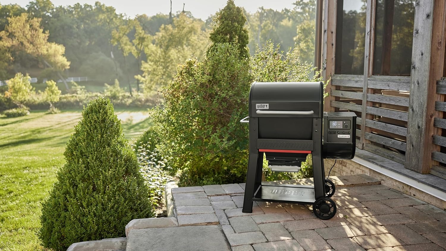 image:imageWeber Searwood 600 Wood Pellet Smoker Grill WiFi amp BluetoothEnabled Outdoor Grill for Smoking Searing Rapid React PID amp Cooking up to 600F Black600