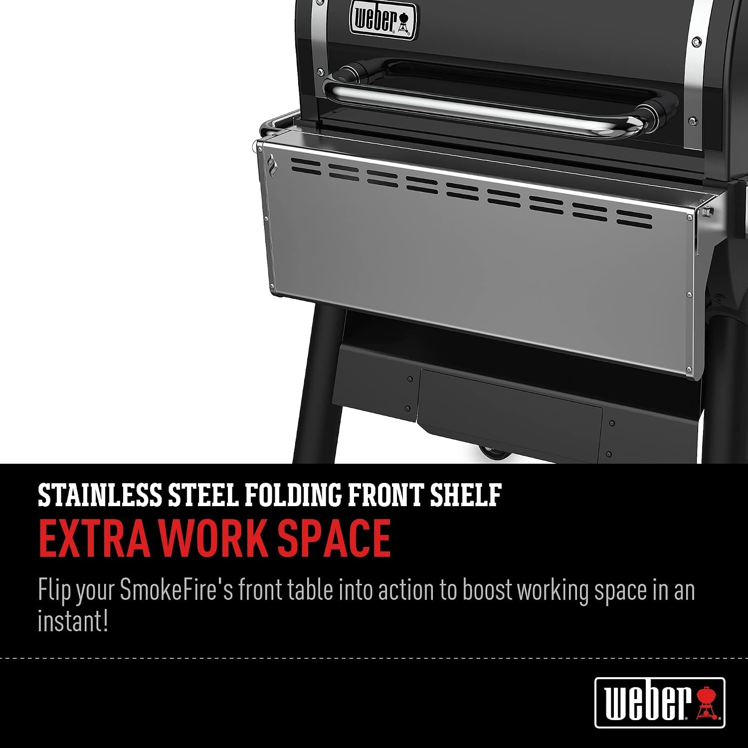 image:imageWeber SmokeFire EX4 Folding Front Shelf Silver